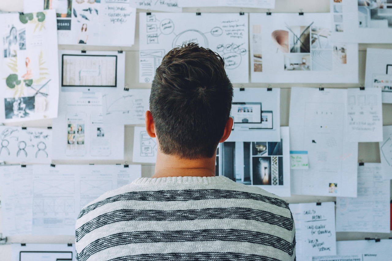Young entrepreneur working on business plan
